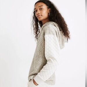 Madewell Quilted Sleeve Hoodie Sweatshirt Size Medium